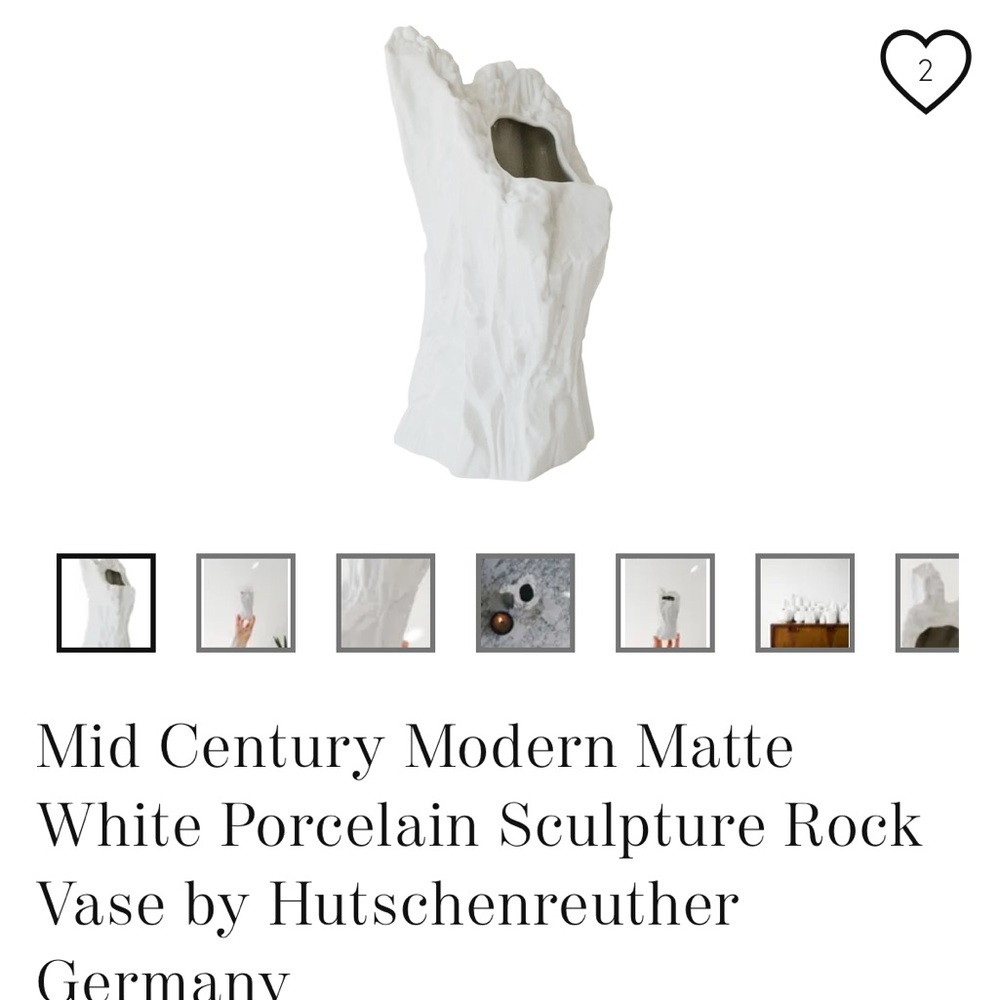 Mid Century Modern Matte
White Porcelain Sculpture Rock
